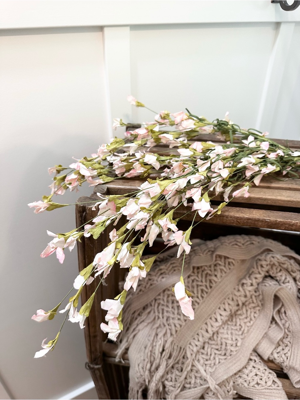 Soft Pink and Green Floral Stem Accent for Home Decor Wild Flower Bush